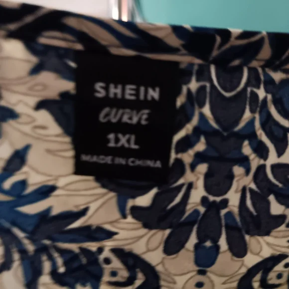 Navy Blue and Cream Patterned Top - Picture 2 of 7